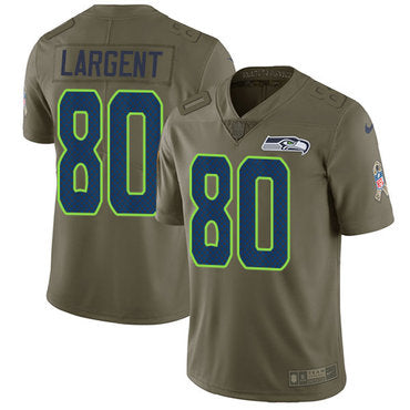 Nike Seattle Seahawks 80 Steve Largent Olive Mens Stitched Nfl Limited 2017 Salute To Service Jersey