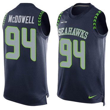 Nike Seattle Seahawks 94 Malik Mcdowell Steel Blue Team Color Mens Stitched Nfl Limited Tank Top Jersey