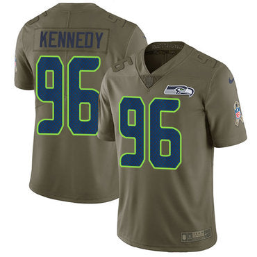 Nike Seattle Seahawks 96 Cortez Kennedy Olive Mens Stitched Nfl Limited 2017 Salute To Service Jersey