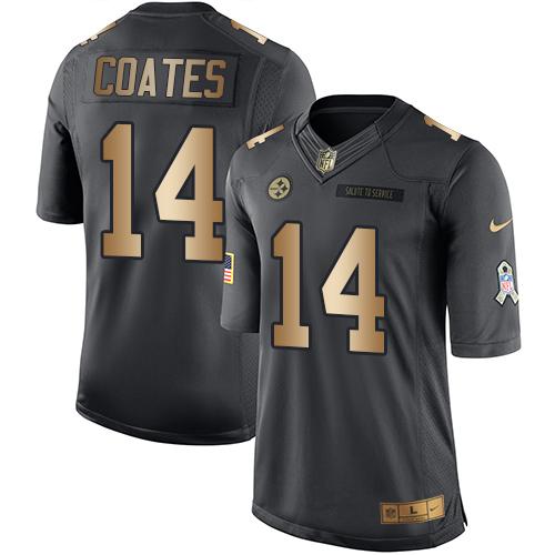 Nike Steelers 14 Sammie Coates Black Stitched Nfl Limited Gold Salute To Service Jersey