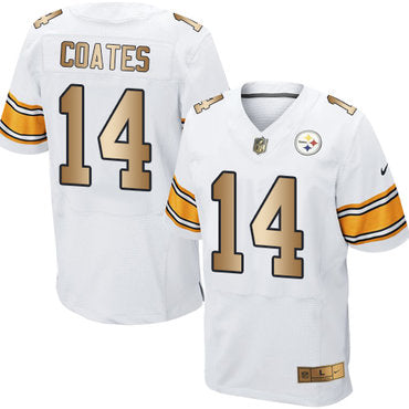 Nike Steelers 14 Sammie Coates White Mens Stitched Nfl Elite Gold Jersey