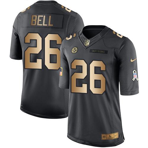 Nike Steelers 26 Leveon Bell Black Stitched Nfl Limited Gold Salute To Service Jersey
