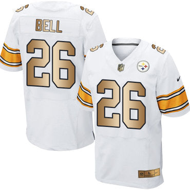 Nike Steelers 26 Leveon Bell White Mens Stitched Nfl Elite Gold Jersey