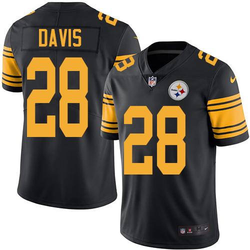 Nike Steelers 28 Sean Davis Black Mens Stitched Nfl Limited Rush Jersey