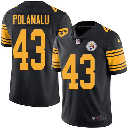 Nike Steelers 43 Troy Polamalu Black Mens Stitched Nfl Limited Rush Jersey