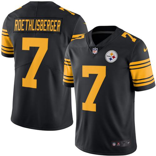 Nike Steelers 7 Ben Roethlisberger Black Mens Stitched Nfl Limited Rush Jersey