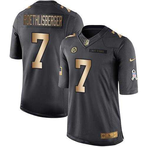 Nike Steelers 7 Ben Roethlisberger Black Stitched Nfl Limited Gold Salute To Service Jersey