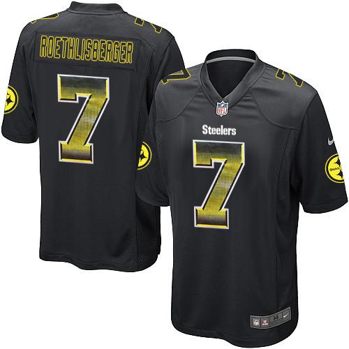 Nike Steelers 7 Ben Roethlisberger Black Team Color Mens Stitched Nfl Limited Strobe Jersey