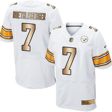 Nike Steelers 7 Ben Roethlisberger White Mens Stitched Nfl Elite Gold Jersey