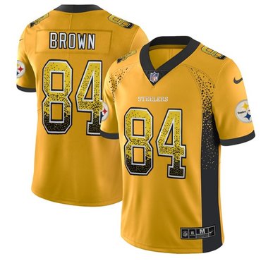 Nike Steelers 84 Antonio Brown Gold Mens Stitched Nfl Limited Rush Drift Fashion Jersey