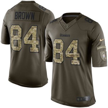Nike Steelers 84 Antonio Brown Green Mens Stitched Nfl Limited 2015 Salute To Service Jersey