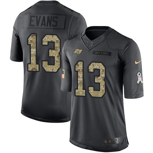 Nike Tampa Bay Buccaneers 13 Mike Evans Black Mens Stitched Nfl Limited 2016 Salute To Service Jersey