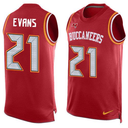 Nike Tampa Bay Buccaneers 21 Justin Evans Red Team Color Mens Stitched Nfl Limited Tank Top Jersey