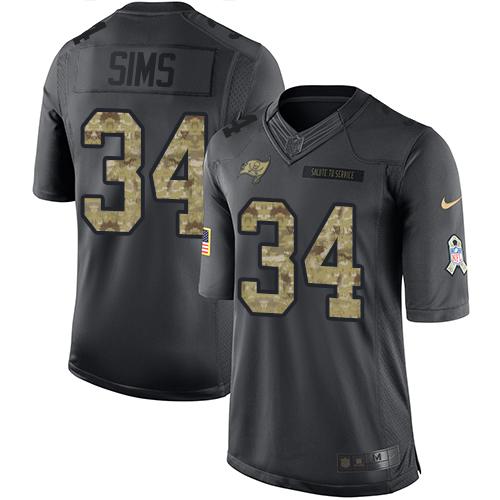 Nike Tampa Bay Buccaneers 34 Charles Sims Black Mens Stitched Nfl Limited 2016 Salute To Service Jersey