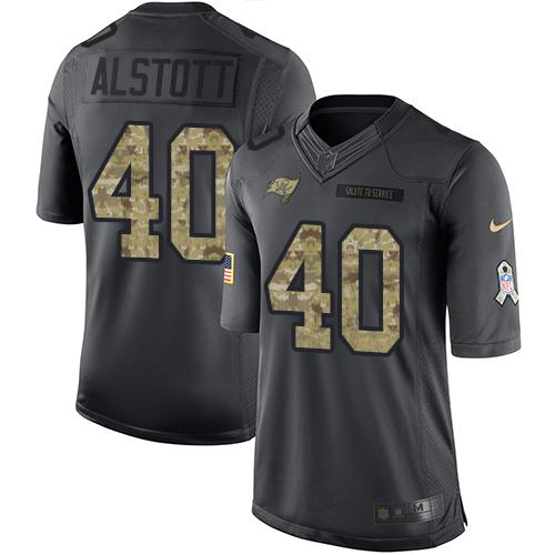 Nike Tampa Bay Buccaneers 40 Mike Alstott Black Mens Stitched Nfl Limited 2016 Salute To Service Jersey