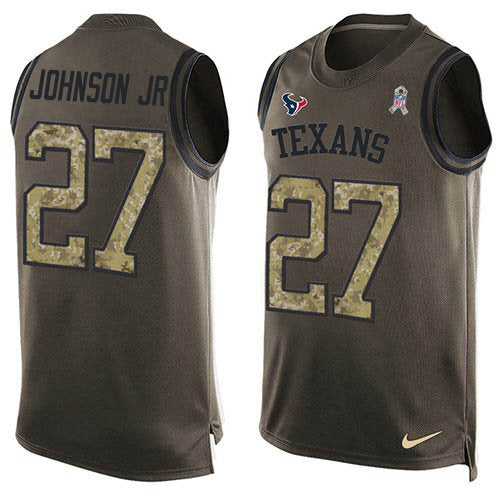 Nike Texans 27 Duke Johnson Jr Green Mens Stitched Nfl Limited Salute To Service Tank Top Jersey