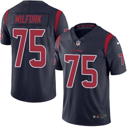 Nike Texans 75 Vince Wilfork Navy Blue Mens Stitched Nfl Limited Rush Jersey