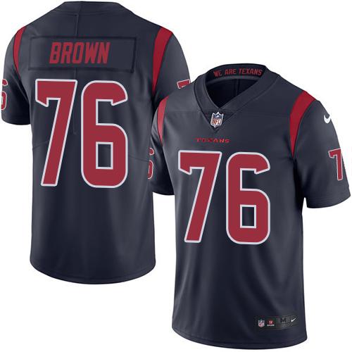 Nike Texans 76 Duane Brown Navy Blue Mens Stitched Nfl Limited Rush Jersey