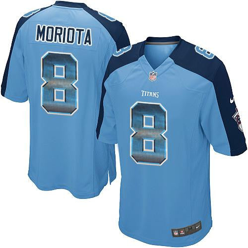 Nike Titans 8 Marcus Mariota Light Blue Team Color Mens Stitched Nfl Limited Strobe Jersey