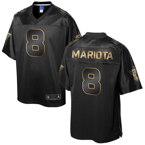 Nike Titans 8 Marcus Mariota Pro Line Black Gold Collection Mens Stitched Nfl Game Jersey