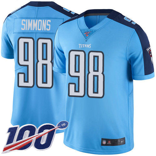 Nike Titans 98 Jeffery Simmons Light Blue Mens Stitched Nfl Limited Rush 100th Season Jersey