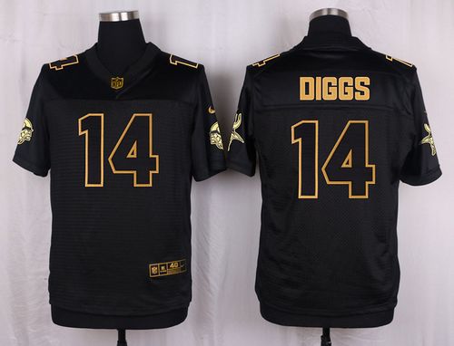 Nike Vikings 14 Stefon Diggs Black Mens Stitched Nfl Elite Pro Line Gold Collection Jersey