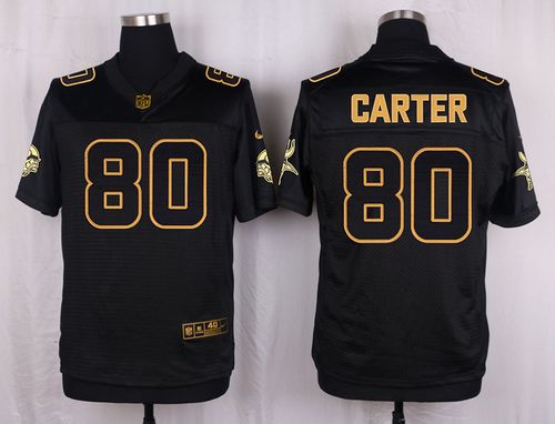 Nike Vikings 80 Cris Carter Black Mens Stitched Nfl Elite Pro Line Gold Collection Jersey