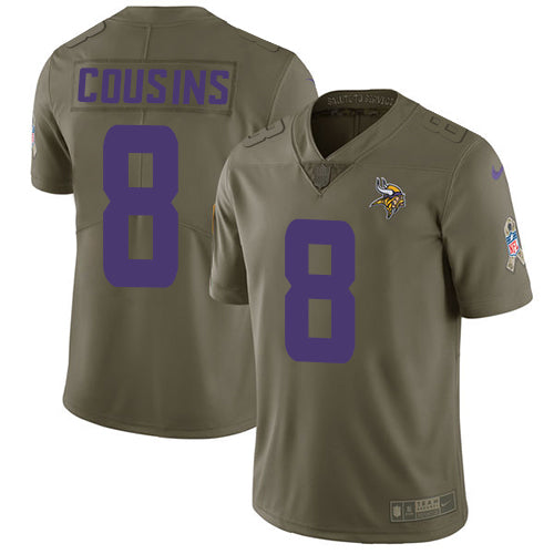 Nikeminnesota Vikings 8 Kirk Cousins Olive Mens Stitched Nfl Limited 2017 Salute To Service Jersey