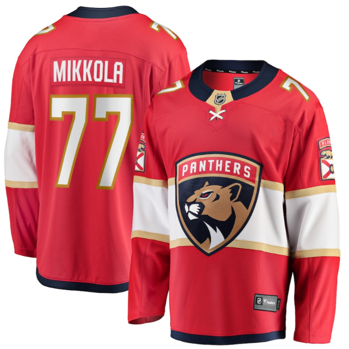 Niko Mikkola 77 Florida Panthers 2025 Stanley Cup Final Home Breakaway Men Jerse