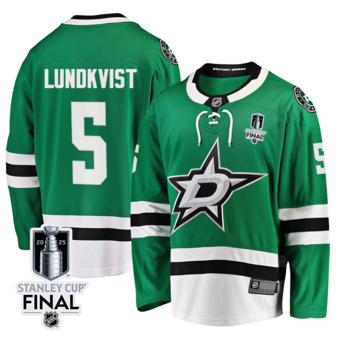 Nils Lundkvist 5 Dallas Stars 2025 STANLEY CUP Final Patch Home Men Jersey Black