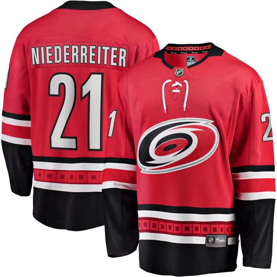 Nino Niederreiter Carolina Hurricanes Fanatics Branded Home Breakaway Player Jersey Red