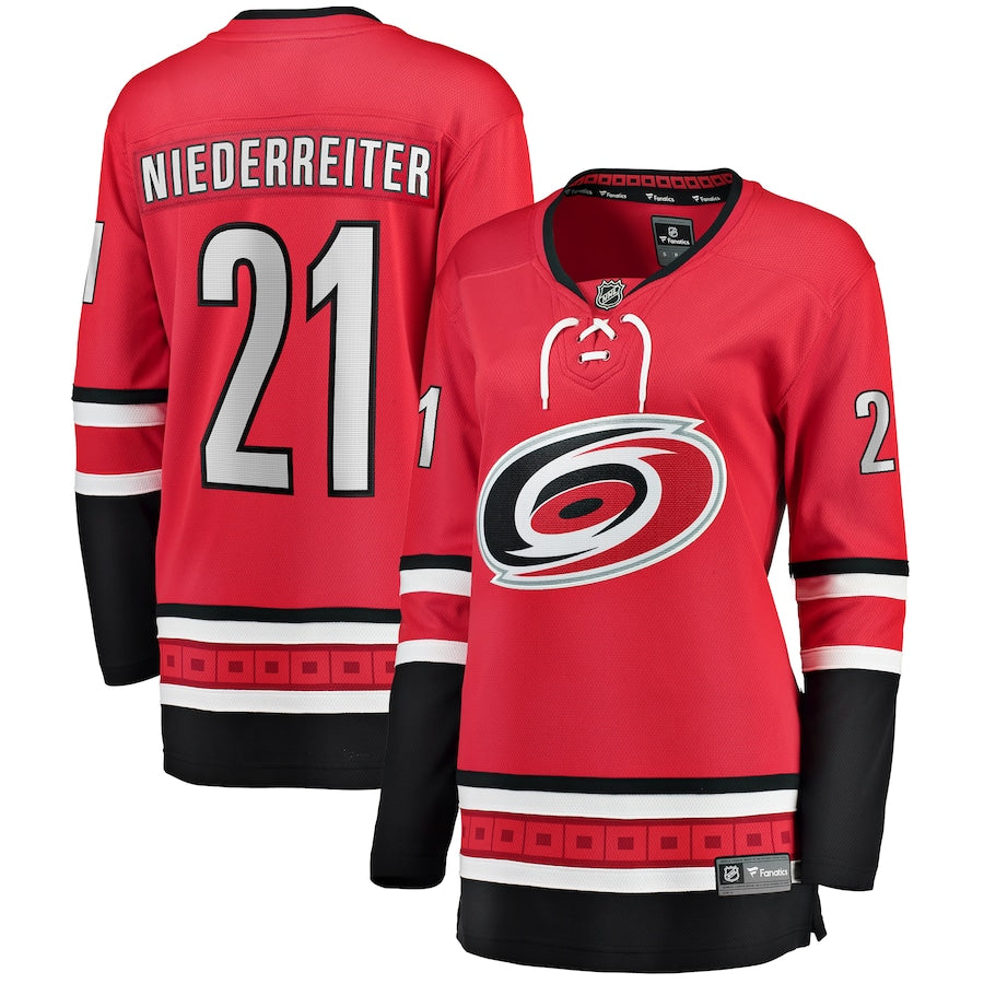 Nino Niederreiter Carolina Hurricanes Fanatics Branded Womens Home Breakaway Player Jersey Red