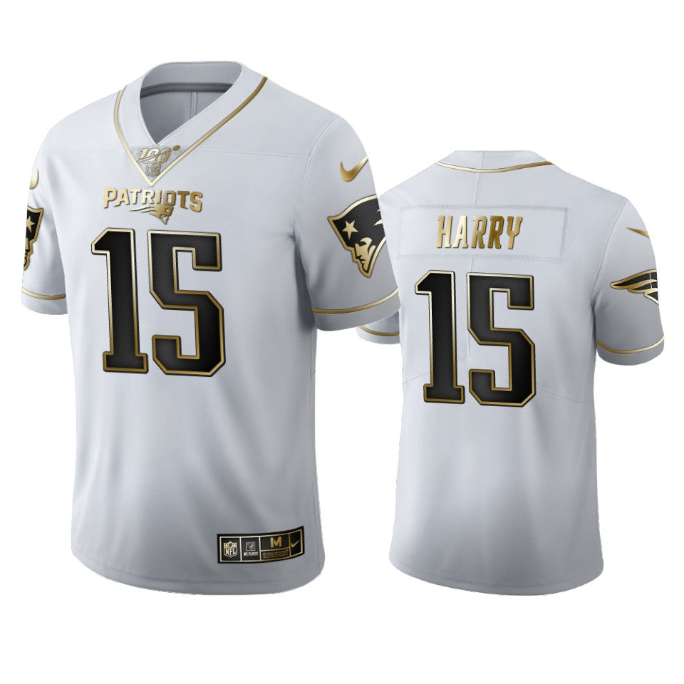 Nkeal Harry Patriots White 100th Season Golden Edition Jersey