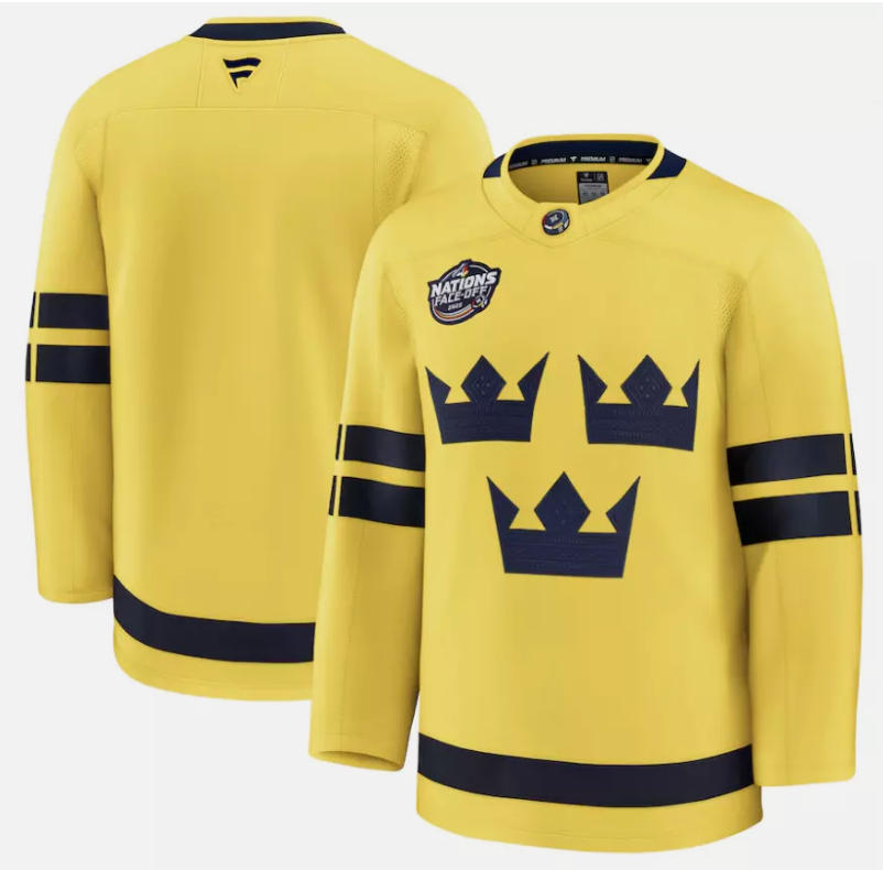 No Name Jersey Sweden Yellow 2025 4 Nations Face-Off Stitched