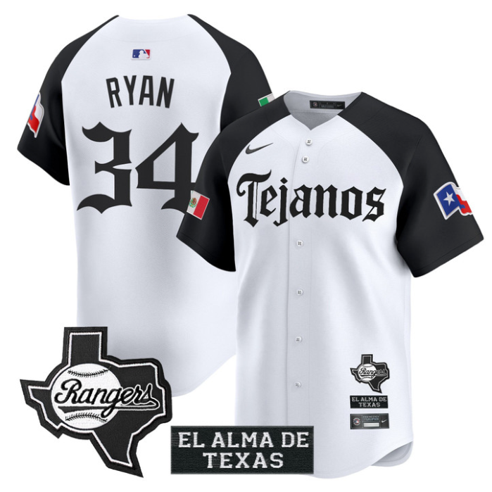 Nolan Ryan Jersey #34 Texas Rangers Mexico Tejano Barrio Style Vapor Limited Sti