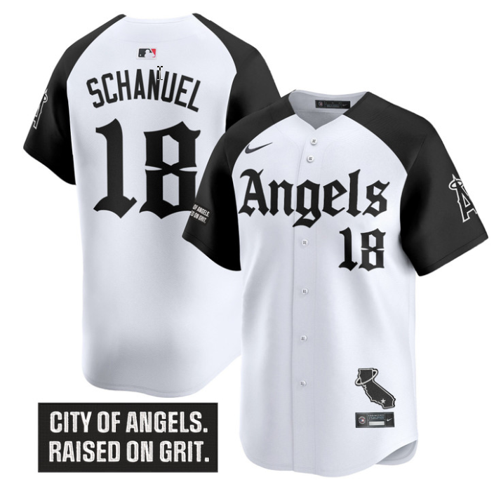 Nolan Schanuel Jersey #18 Los Angeles Angels Gothic Halo Edition Stitched