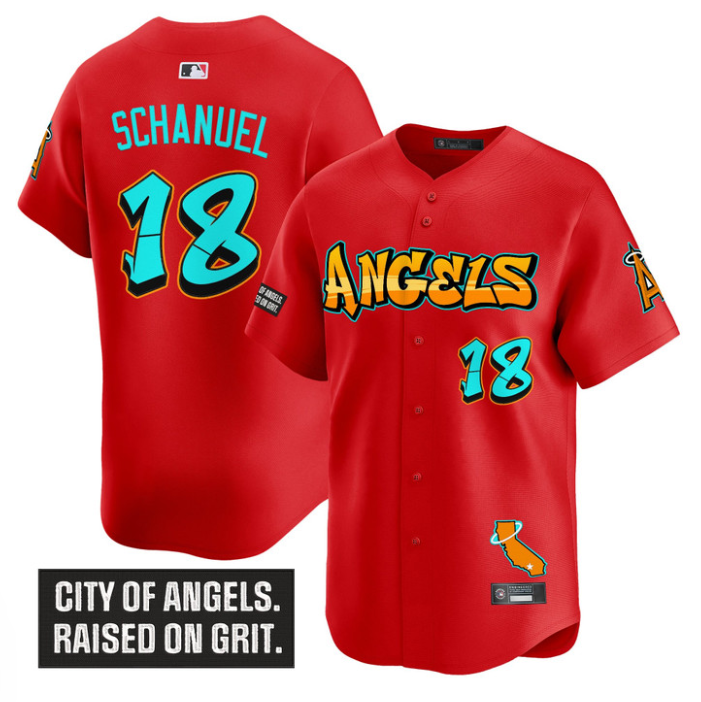 Nolan Schanuel Jersey #18 Los Angeles Angels Graffiti Halo Drop Edition White