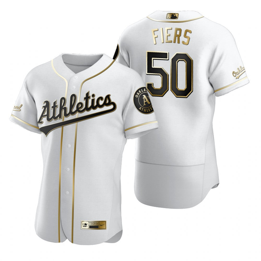 Oakland Athletics 50 Mike Fiers Mlb Golden Brandedition White Jersey Gift For Athletics Fans