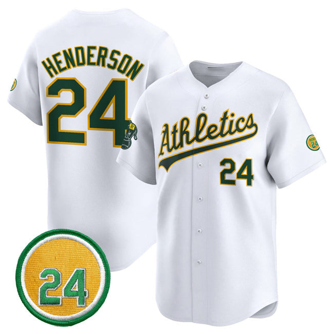 Oakland Athletics #24 Rickey Henderson White 2024 Home Limited With Rickey Hende