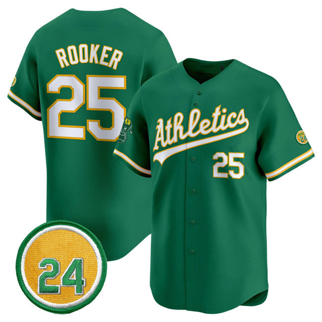 Oakland Athletics #25 Brent Rooker Green 2024 Limited With Rickey Henderson Patc