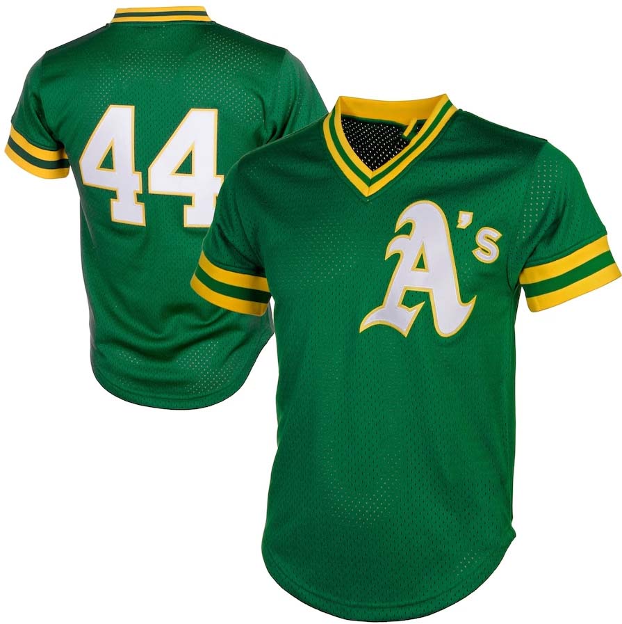Oakland Athletics #44 Reggie Jackson Mitchell & Ness Cooperstown Mesh Batting Pr