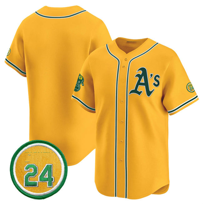 Oakland Athletics Blank Yellow 2024 Limited With Rickey Henderson Patch Stitched
