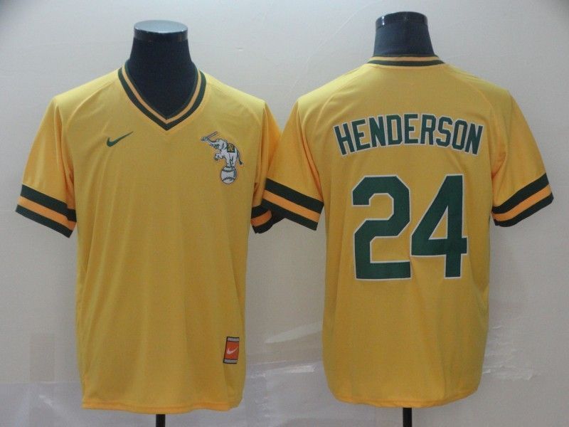 Oakland Athletics Rickey Henderson 24 2020 Mlb Yellow Jersey