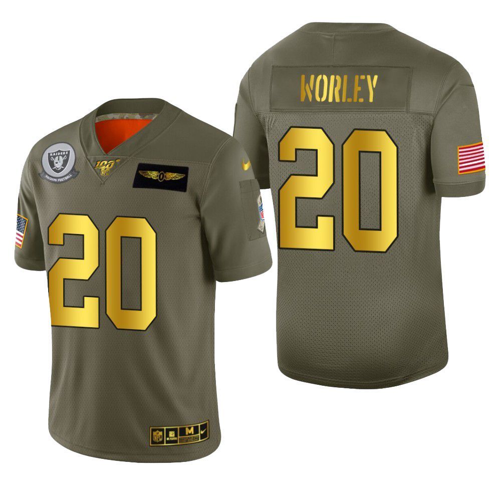 Oakland Raiders Daryl Worley 2019 Salute To Service Nfl 100 Mens Jersey Metallic
