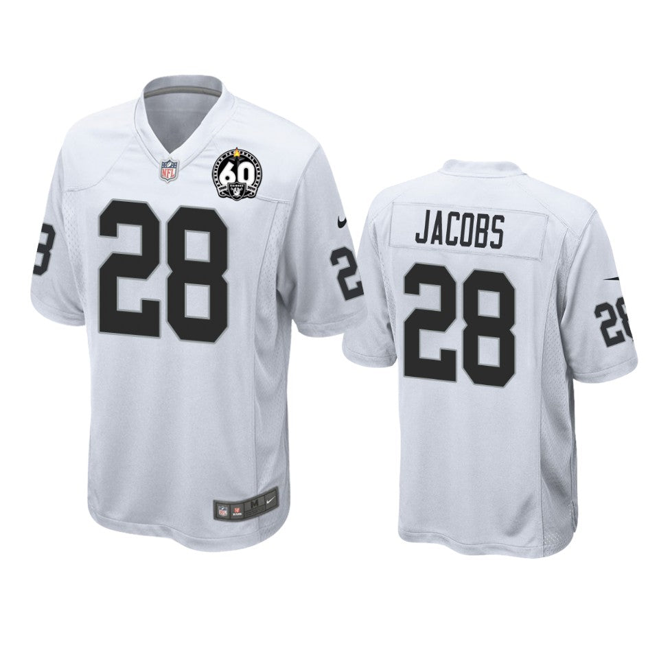 Oakland Raiders Josh Jacobs White 60th Anniversary Game Jersey