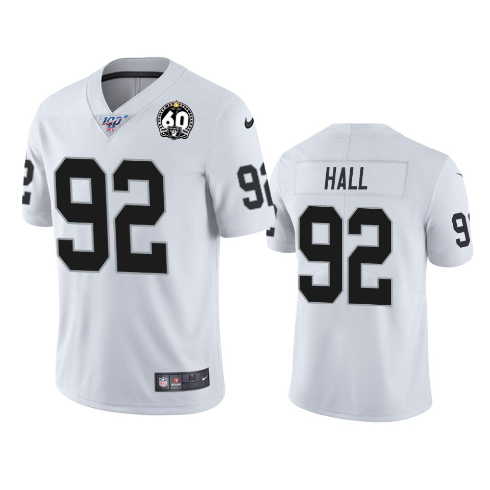 Oakland Raiders Pj Hall White 60th Anniversary Vapor Limited Jersey