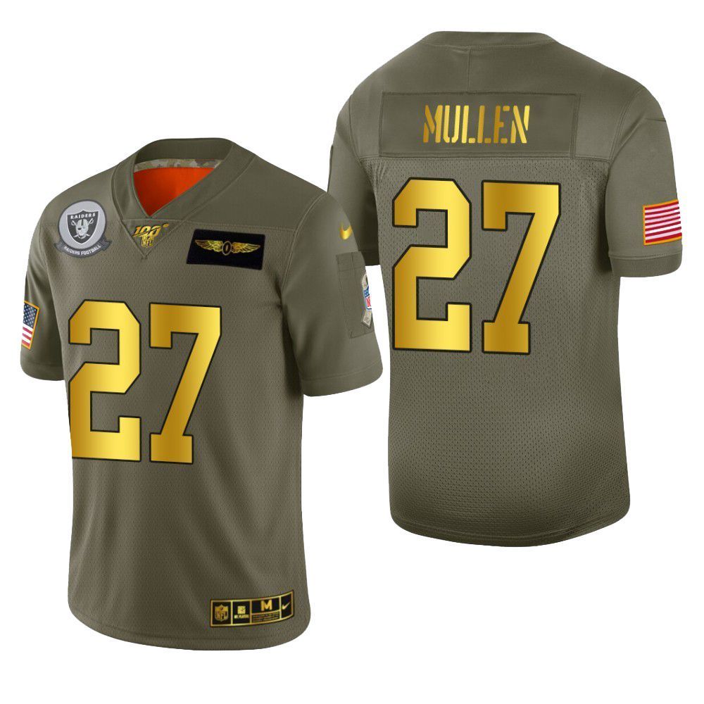 Oakland Raiders Trayvon Mullen 2019 Salute To Service Nfl 100 Mens Jersey Metallic