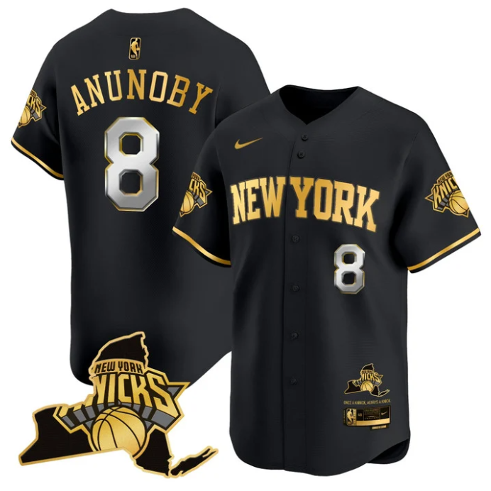 OG Anunoby Jersey #8 New York Knicks Vapor Baseball Stitched Black Gold