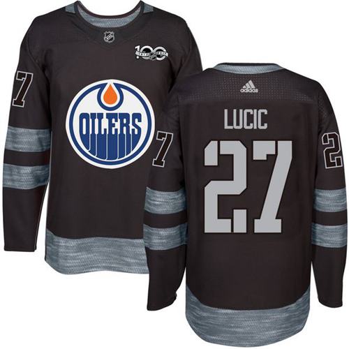 Oilers 27 Milan Lucic Black 1917 2017 100th Anniversary Stitched Nhl Jersey