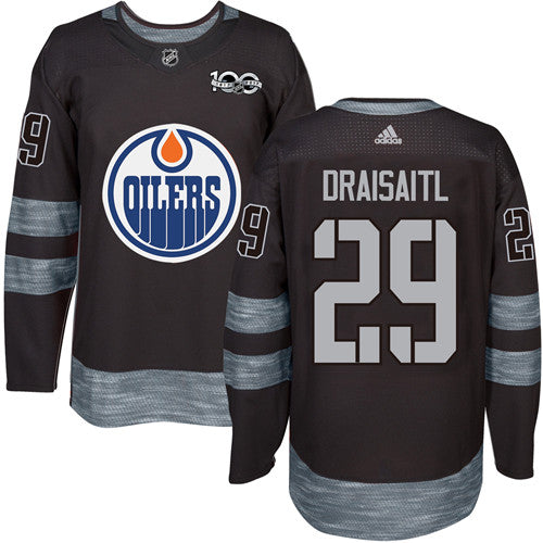 Oilers 29 Leon Draisaitl Black 1917 2017 100th Anniversary Stitched Nhl Jersey